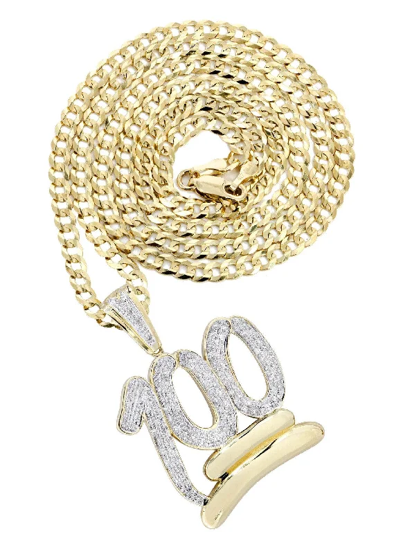 10K Yellow Gold 100 Diamond Necklace  | 1.14 Carats