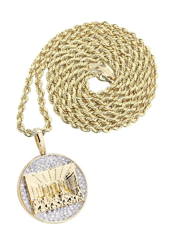 10K Yellow Gold Last Supper Diamond Necklace  | 0.32 Carats