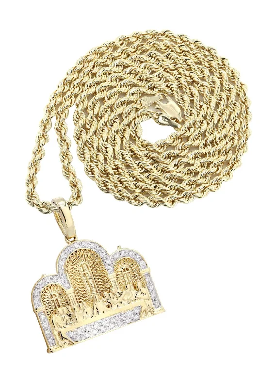 10K Yellow Gold Last Supper Diamond Necklace  | 0.36 Carats