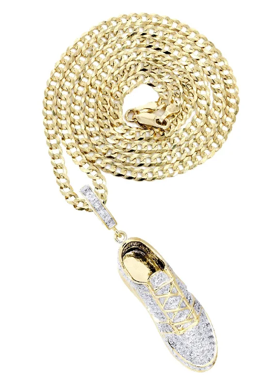 10K Yellow Gold Sneaker Diamond Necklace  | 1.02 Carats