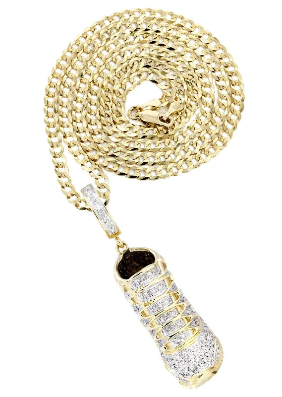 10K Yellow Gold Sneaker Diamond Necklace  | 1.16 Carats