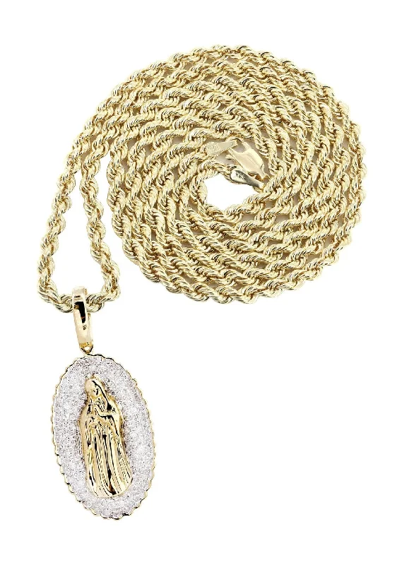 10K Yellow Gold St. Mary Diamond Necklace  | 0.39 Carats