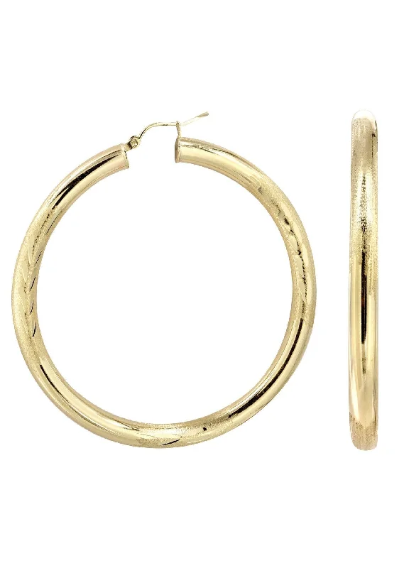 10K Gold Diamond Cut Hoop Earrings | Customizable Size