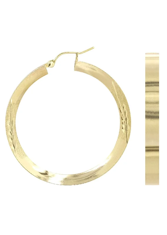 10K Gold Diamond Cut Hoop Earrings | Customizable Size