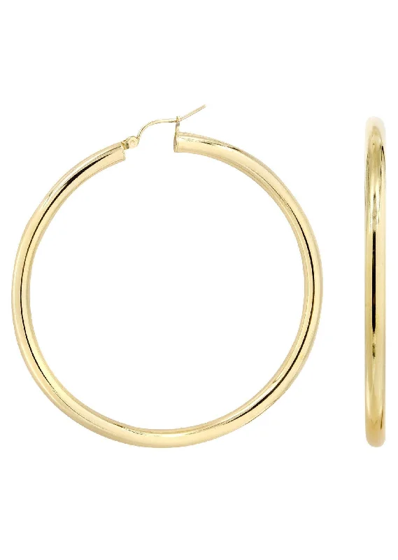 10K Gold Plain Hoop Hoop Earrings | Customizable Size