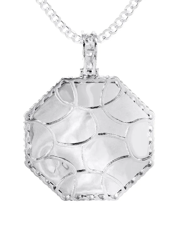 10k-white-gold-diamond-octagon-picture-pendant-cuban-chain-appx-22-grams