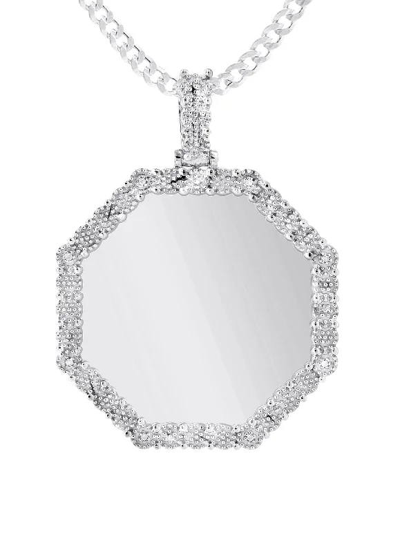 10k-white-gold-diamond-octagon-picture-pendant-cuban-chain-appx-22-grams