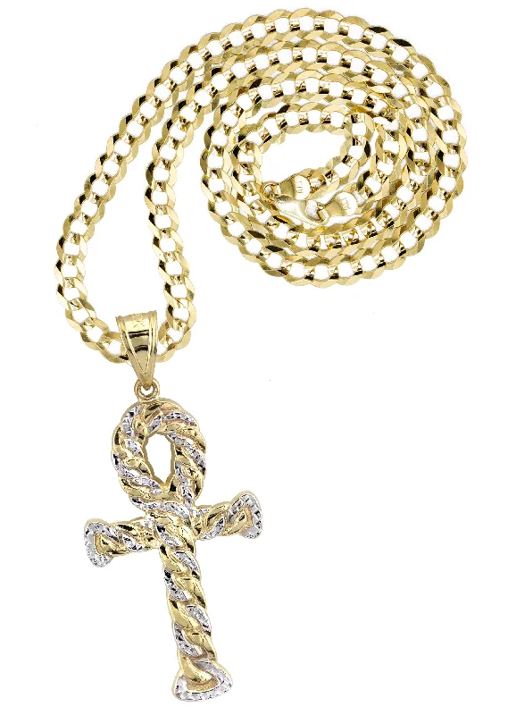 10K Yellow Gold Ankh Necklace | Small 6 Grams - Large 13 Grams