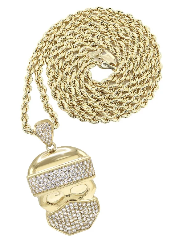 10K Yellow Gold Skull Bandit Necklace | Appx. 20 Grams