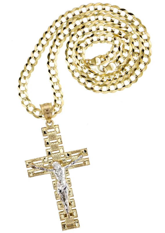 10K Yellow Gold Cross Necklace | Small 9 Grams - Large 17 Grams