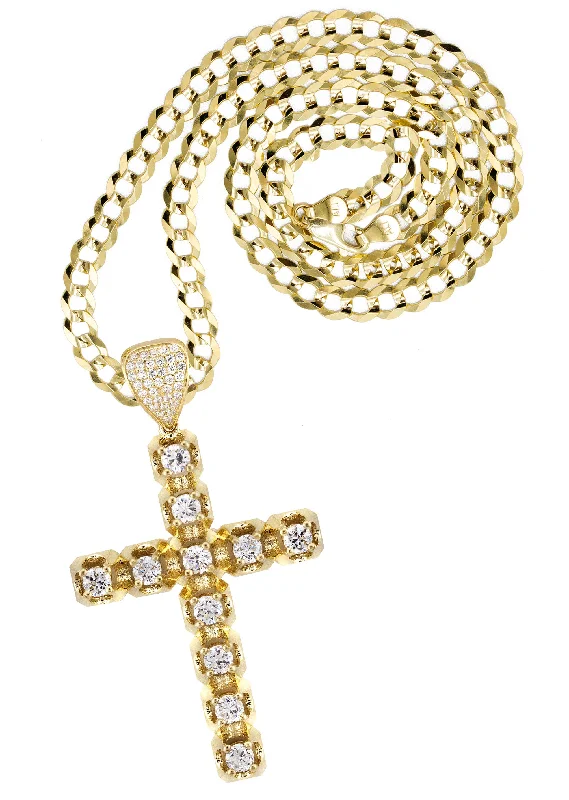 10K Yellow Gold Cross Necklace | Small 10 Grams - Large 26 Grams