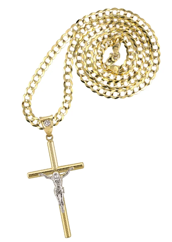 10K Yellow Gold Cross Necklace | Small 4 Grams - Large 8 Grams