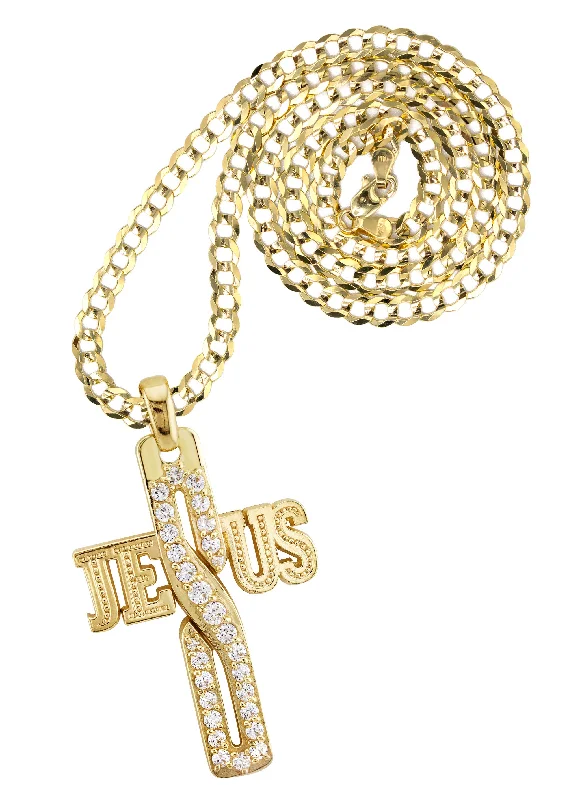 10K Yellow Gold Cross Necklace | Small 9 Grams - Large 16 Grams