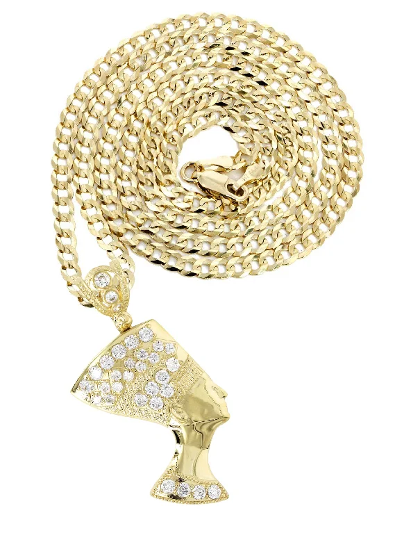 10K Yellow Gold Nefertiti Necklace | Appx. 20.7 Grams