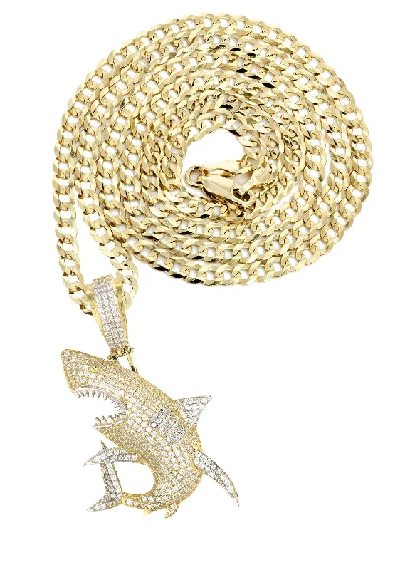 10K Yellow Gold Shark Necklace | Appx. 15.3 Grams