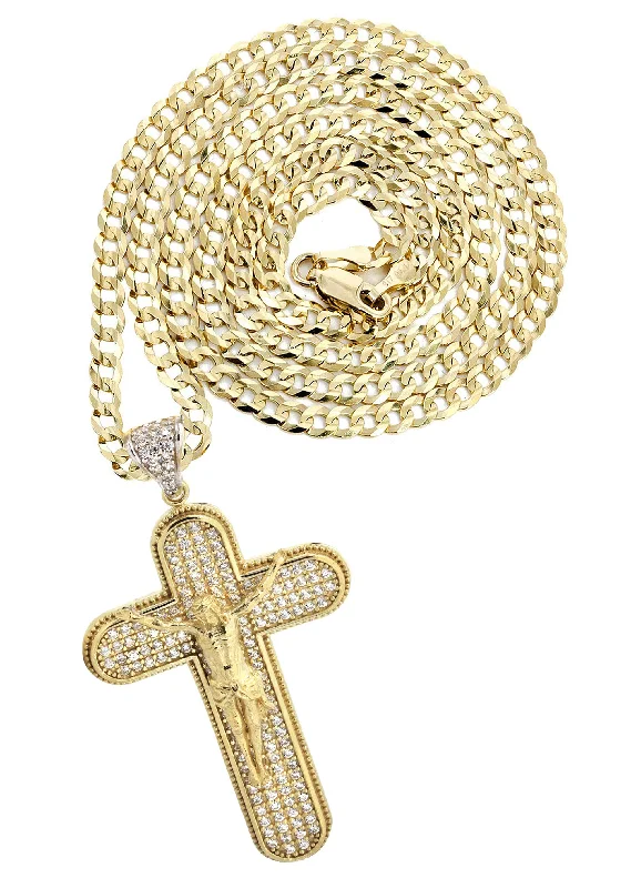 10K Yellow Gold  Cross / Crucifix Necklace | Appx. 15.7 Grams