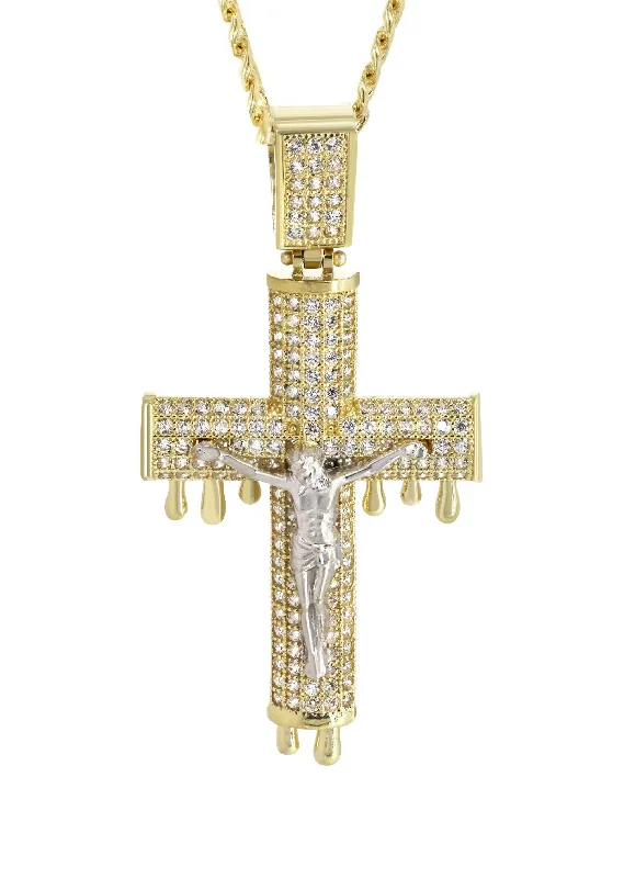 10k-yellow-gold-cuban-chain-melting-crucifix-pendant-appx-15-6