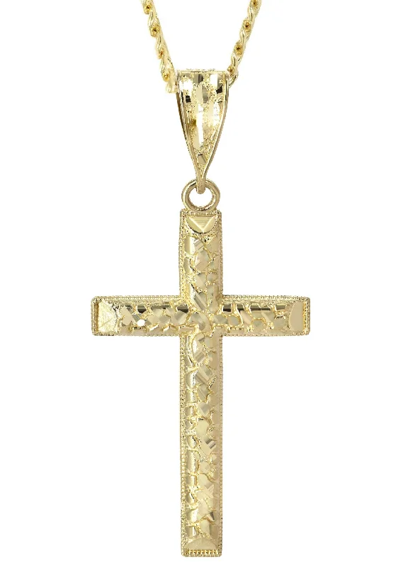 10k-yellow-gold-cuban-chain-nugget-cross-pendant-appx-13-7