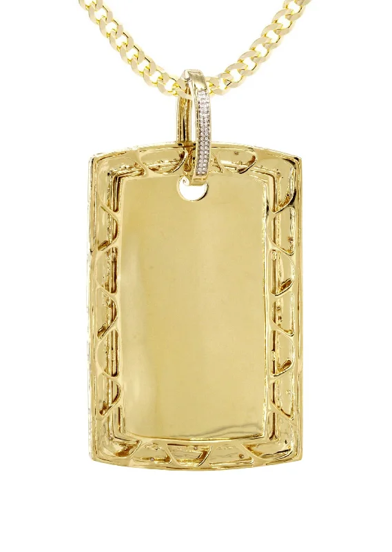 10k-yellow-gold-diamond-dog-tag-picture-pendant-cuban-chain-appx-36-grams