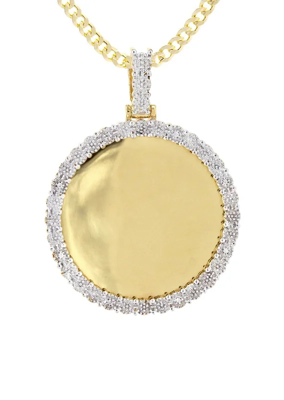 10k-yellow-gold-diamond-round-picture-pendant-rope-chain-appx-16-grams