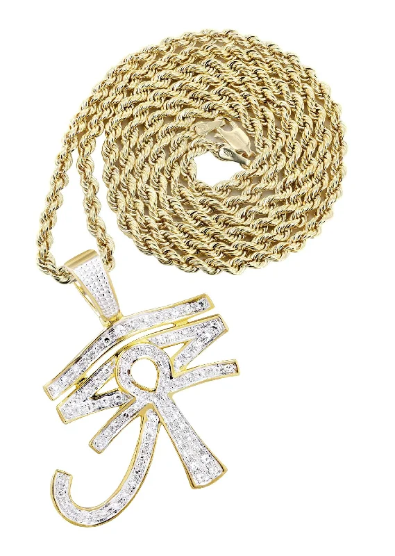 10K Yellow Gold Eye of Ra Diamond Necklace  | 0.71 Carats