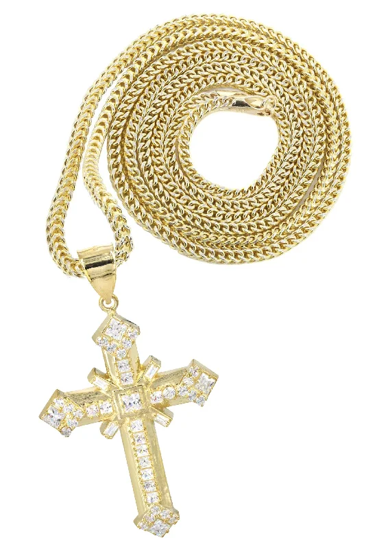 10K Yellow Gold Cross Necklace | Appx. 19.5 Grams