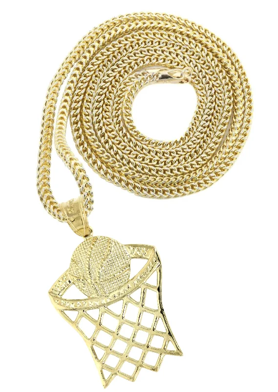 10K Yellow Gold Basketball Necklace | Appx. 14.7 Grams