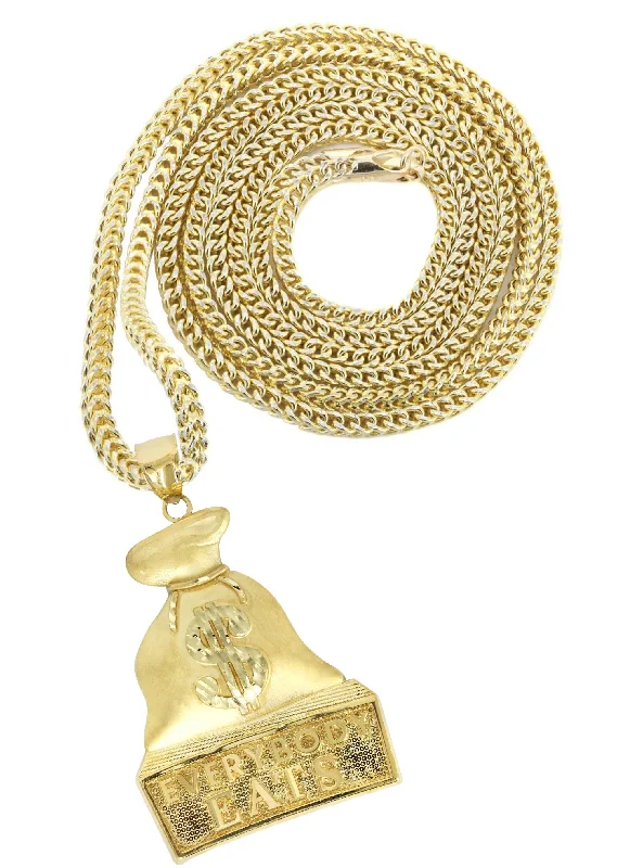 10K Yellow Gold Money Bag Necklace | Appx. 21.6 Grams