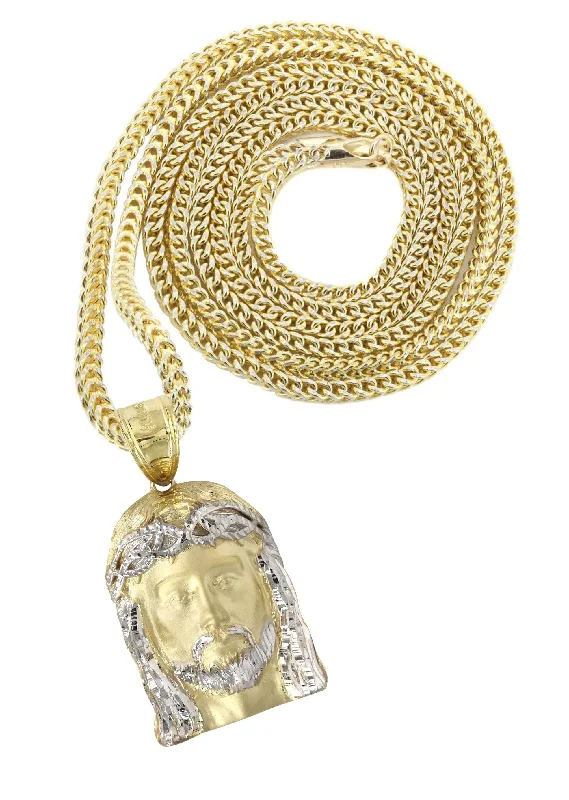 10K Yellow Gold Jesus Piece Necklace | Appx. 21.6 Grams