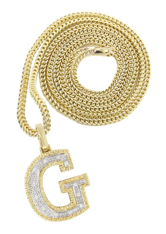 Diamond 10K Yellow Gold Letter ""G"" Necklace | Appx. 13.7 Grams