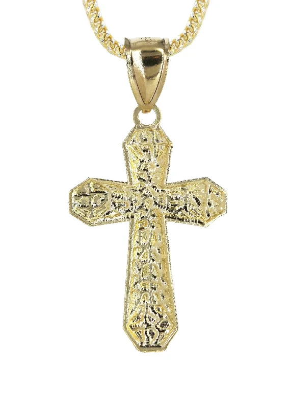 10k-yellow-gold-franco-chain-nugget-cross-pendant-appx-12-7