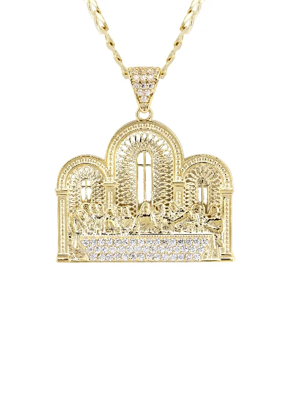 10k-yellow-gold-last-supper-necklace-small-large-sizes