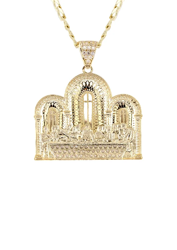 10k-yellow-gold-last-supper-necklace-small-large-sizes