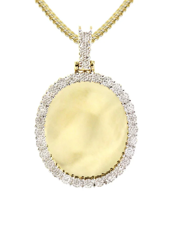 10k-yellow-gold-medium-diamond-oval-picture-pendant-franco-chain-appx-19-grams