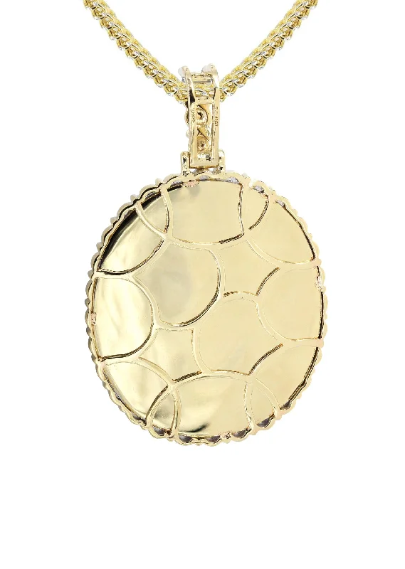 10k-yellow-gold-medium-diamond-oval-picture-pendant-franco-chain-appx-19-grams