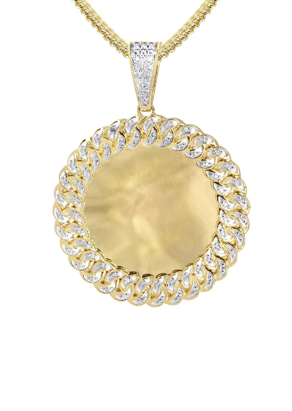 10k-yellow-gold-medium-diamond-round-cuban-picture-pendant-cuban-chain-appx-21-grams