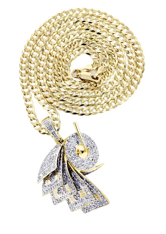 10K Yellow Gold Money Roll Diamond Necklace  | 2.2 Carats