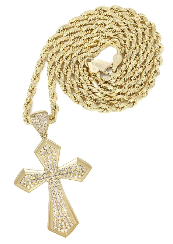 10K Yellow Gold Cross Necklace | Appx. 14.9 Grams