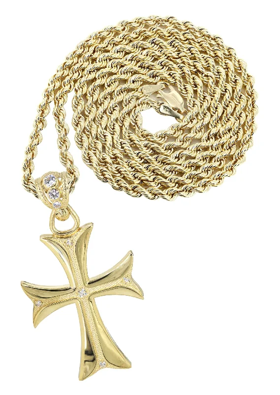 10K Yellow Gold Cross Necklace | Appx. 17.2 Grams