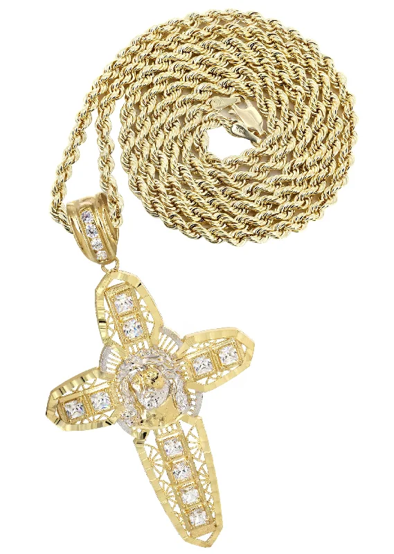 10K Yellow Gold Cross Necklace | Appx. 24.7 Grams