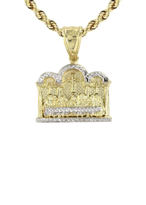 10k-yellow-gold-rope-chain-last-supper-pendant-appx-13-5-grams