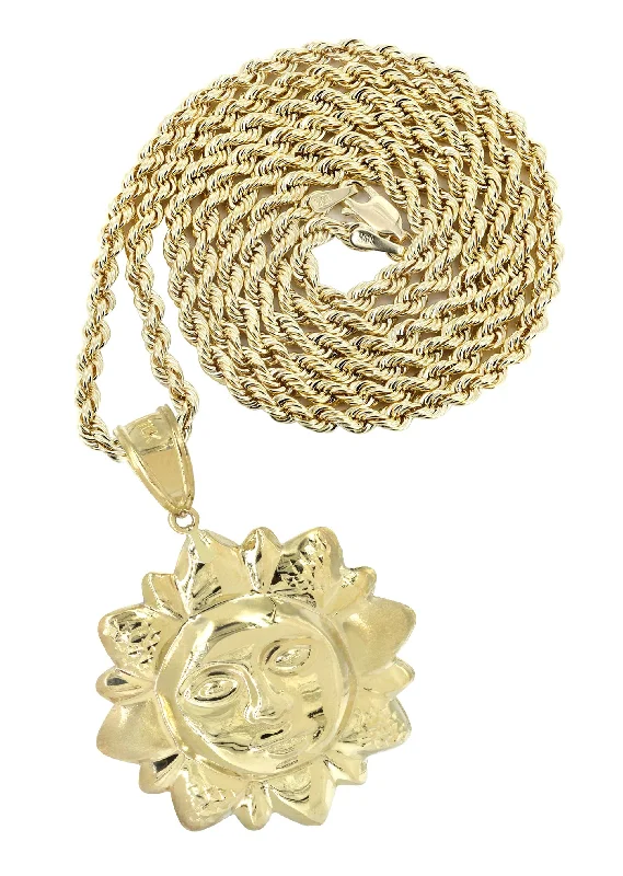 10K Yellow Gold Sun Necklace | Appx. 15.9 Grams