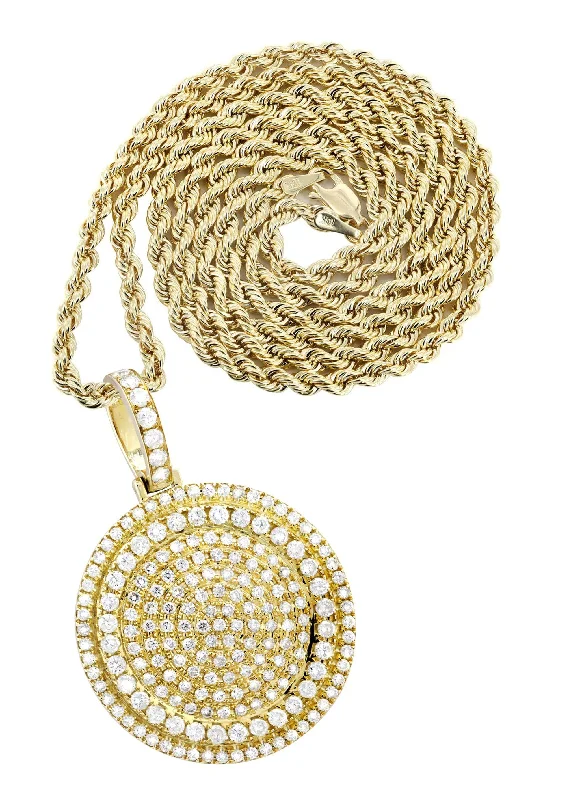 10K Yellow Gold Round Diamond Necklace  | 4.42 Carats