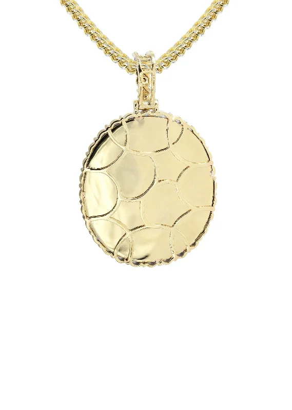 10k-yellow-gold-small-diamond-oval-picture-pendant-franco-chain-appx-17-grams