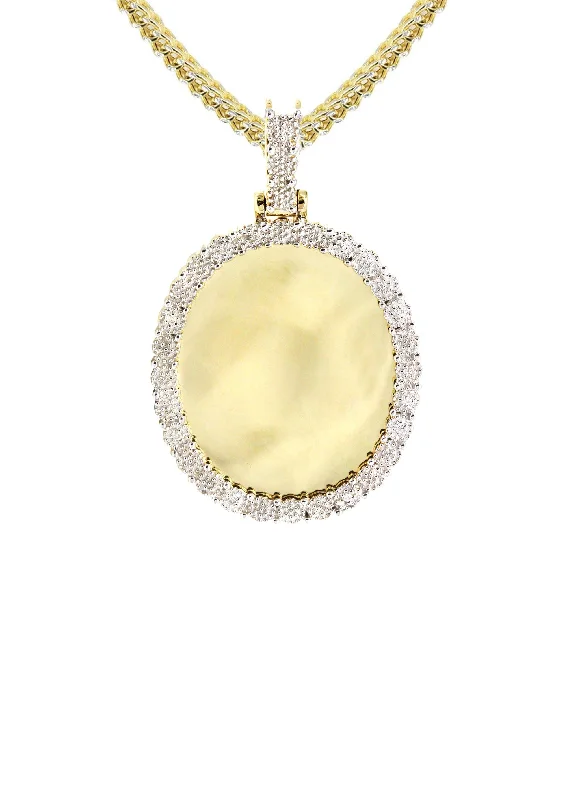 10k-yellow-gold-small-diamond-oval-picture-pendant-franco-chain-appx-17-grams