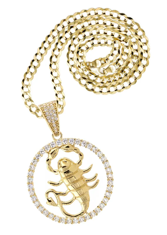 10K Yellow Gold Zodiac Scorpio Necklace | Appx. 17.2 Grams