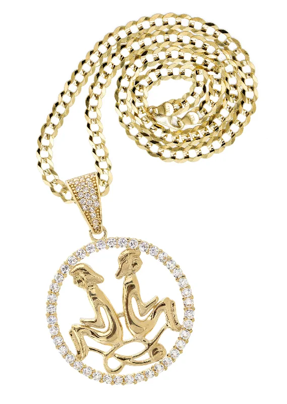 10K Yellow Gold Zodiac Gemini Necklace | Appx. 17.8 Grams