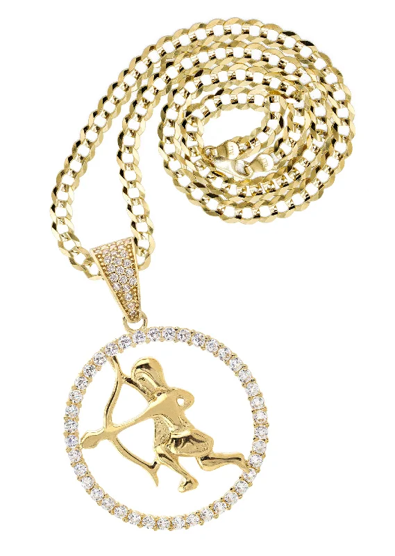 10K Yellow Gold Zodiac Sagittarius Necklace | Appx. 16.8 Grams