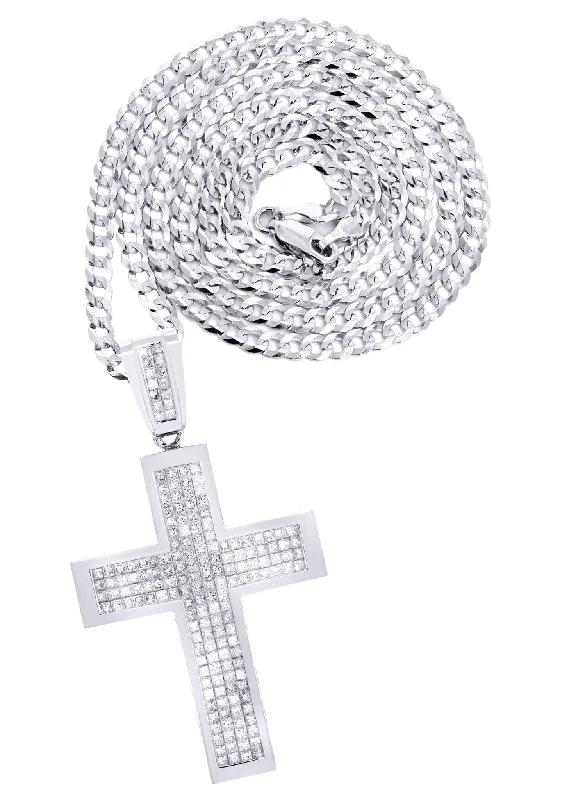 14 White Gold Diamond Cross Necklace  | 11.25 Carats