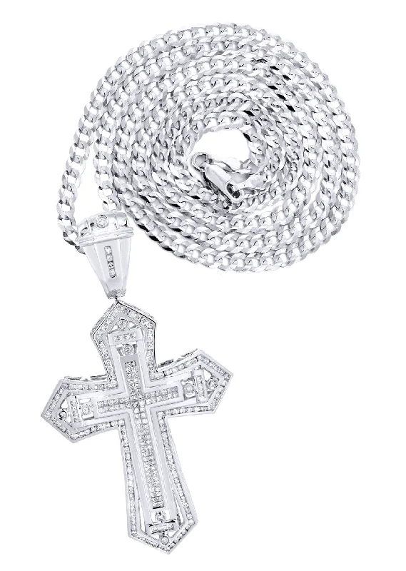 14 White Gold Diamond Cross Necklace  | 2.66 Carats